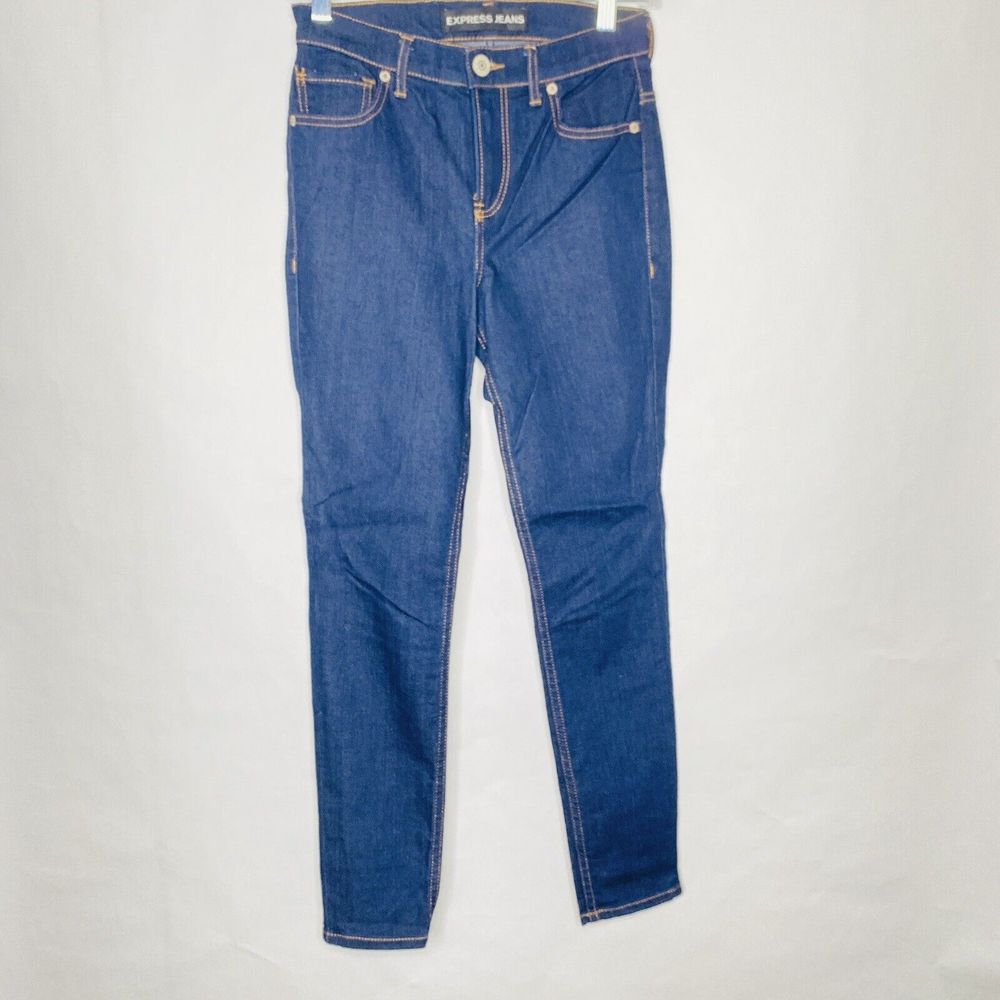 Express Jeans Women  2 Short Blue Leggings Denim Stretch Dark Wash